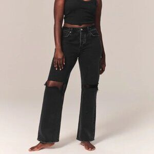 Abercrombie & Fitch The 90s Baggy Low Rise Jeans Women Size 24 Button Fly Denim